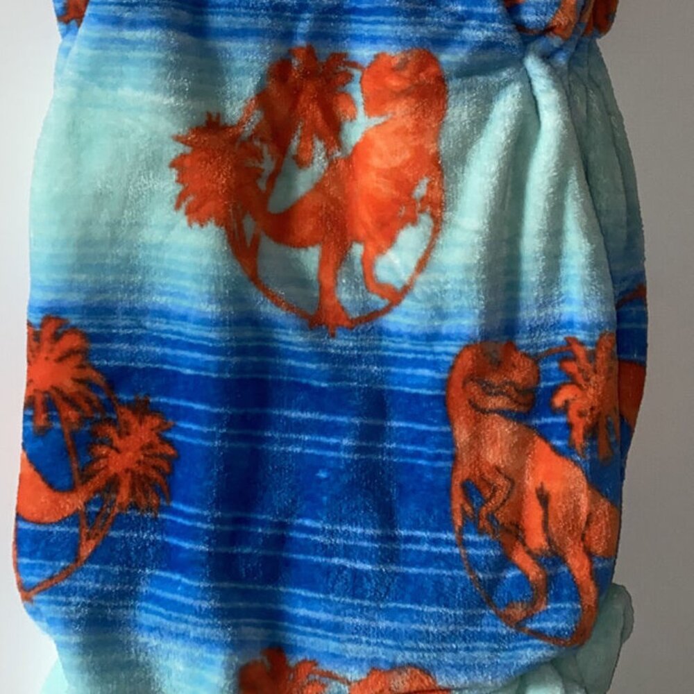DINOSAUR T Rex SOFT Blue Green Orange Jurassic bright Throw Blanket 50x60 NEW